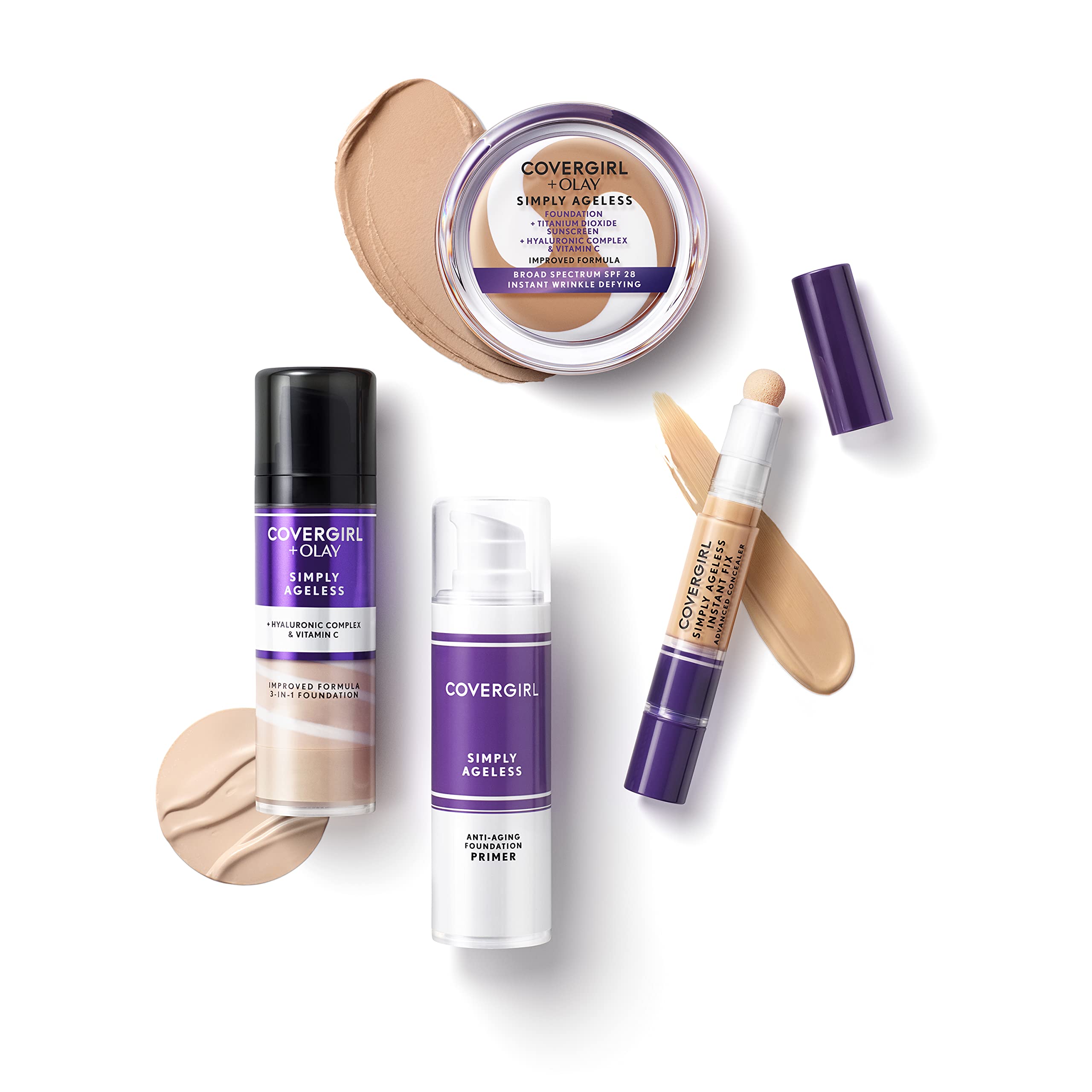CoverGirl Simply Ageless offre hydratation durable et protection solaire SPF 28.