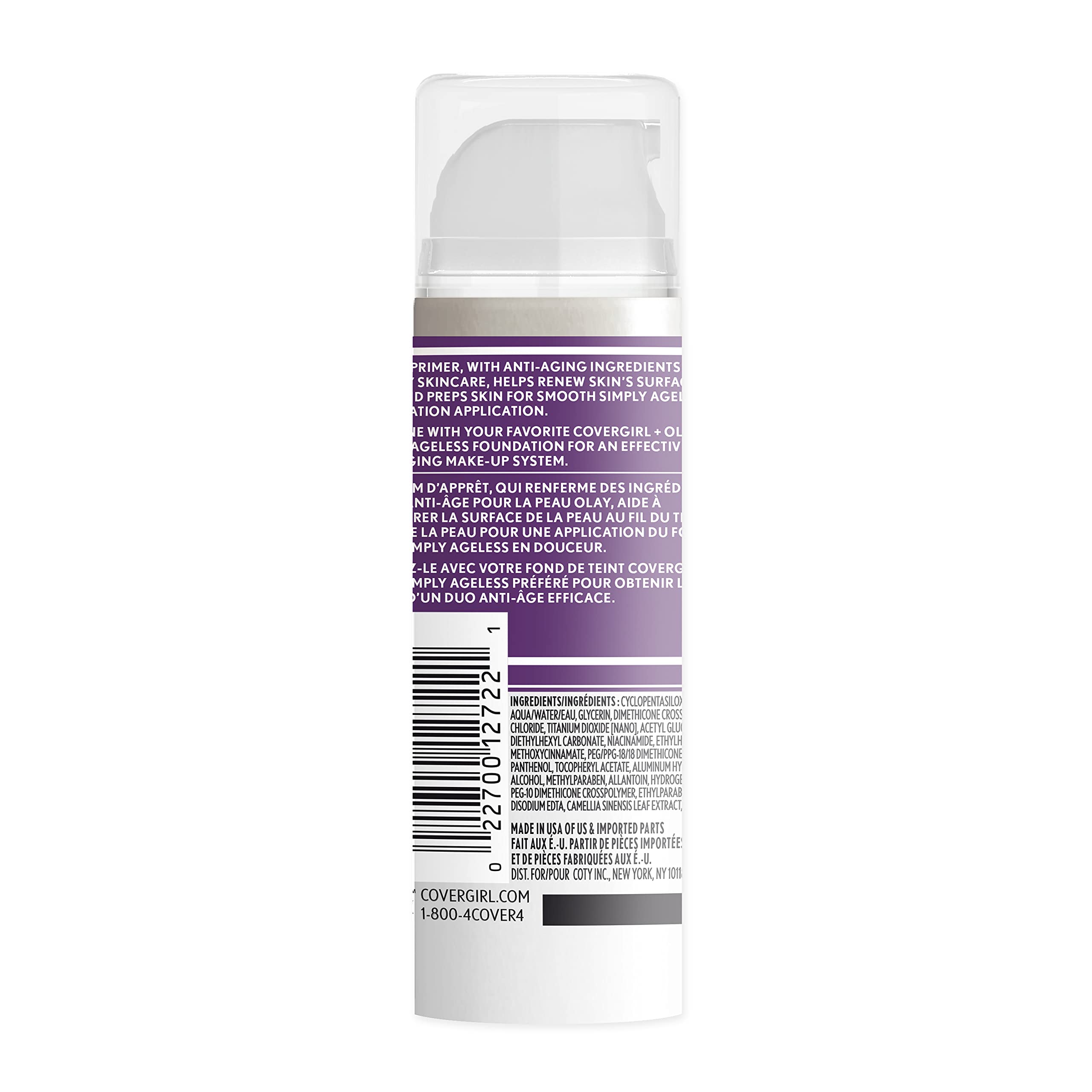 Pompe du COVERGIRL Simply Ageless Primer facilitant l’application