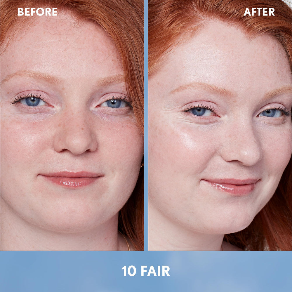 Skin swatch showing sheer tint for a natural, radiant complexion by Covergirl Simply Ageless.