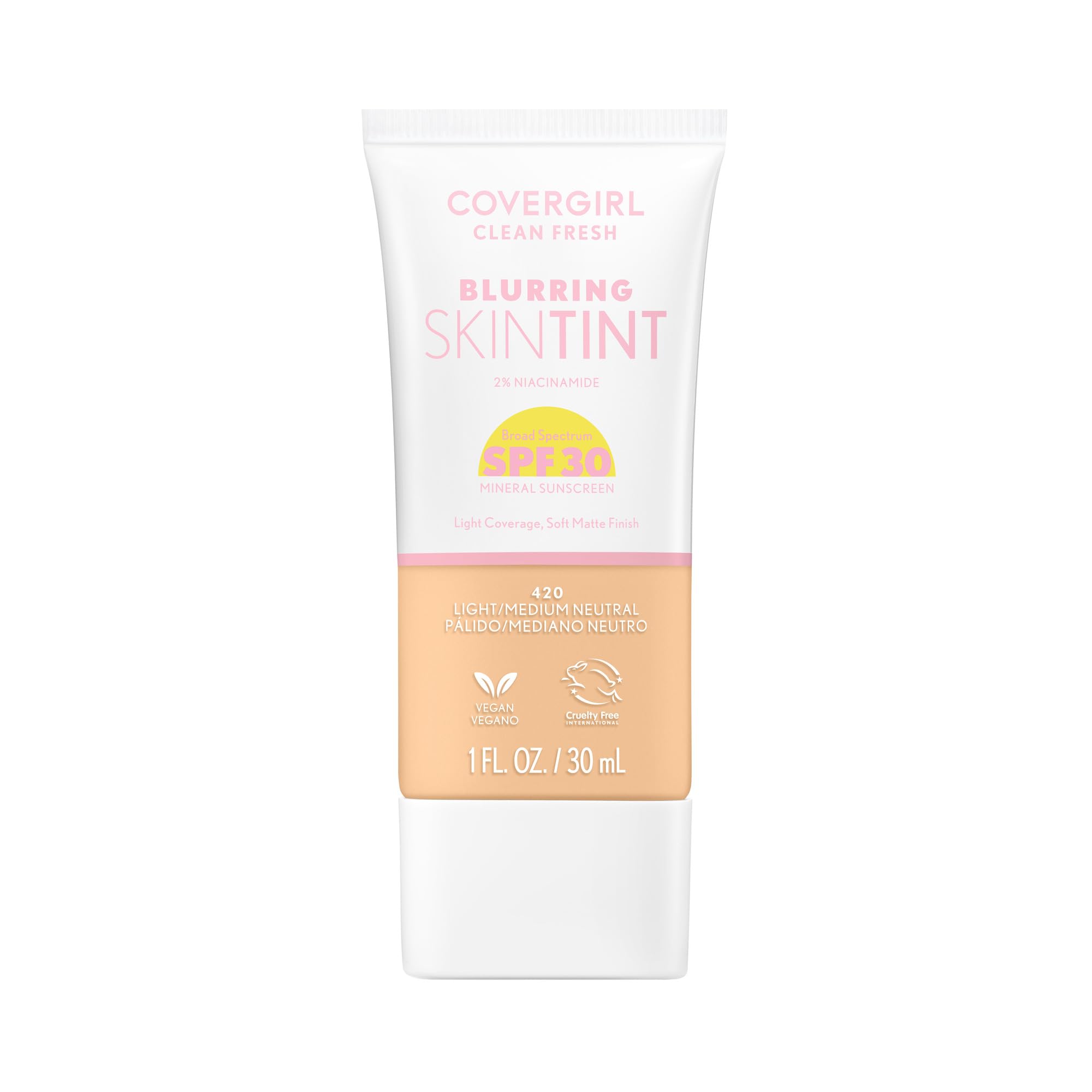 COVERGIRL Clean Fresh Blurring Skin Tint – bouteille prête pour une application précise.