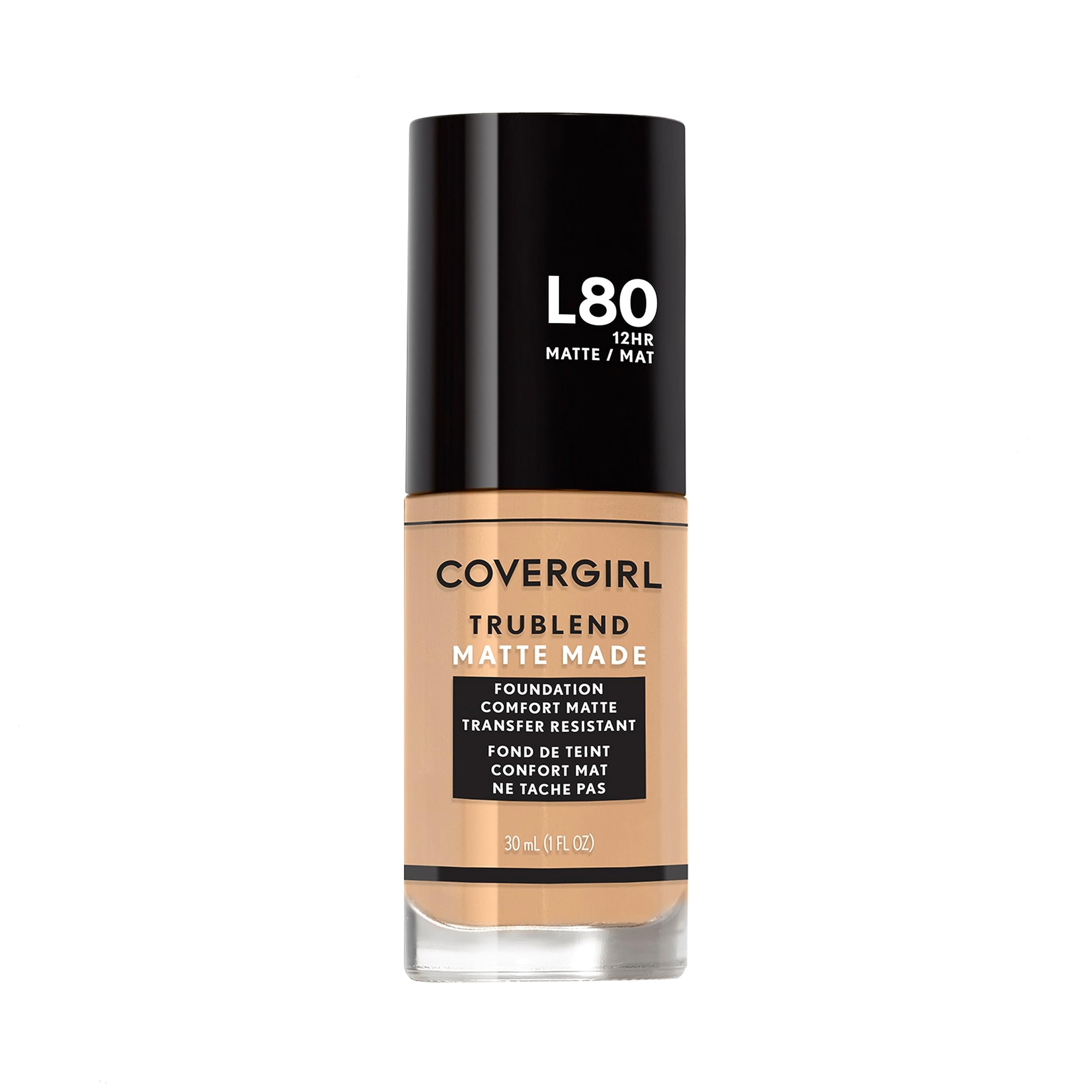 Fond de teint COVERGIRL TruBlend Matte Made dans son flacon, fini mat durable.