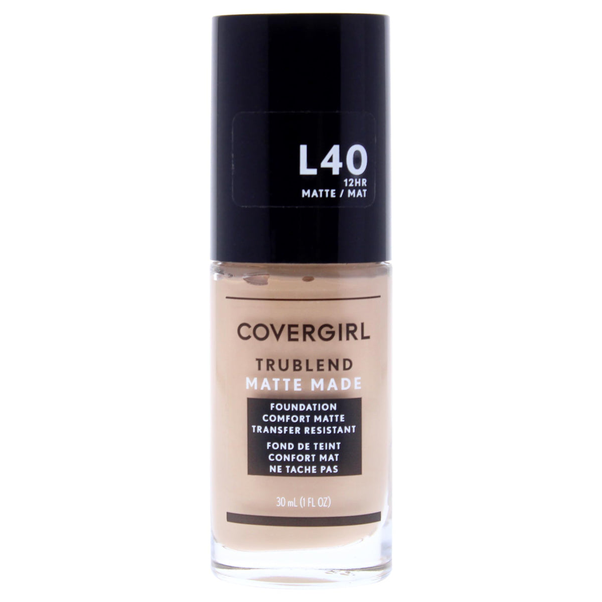 COVERGIRL TruBlend Matte Made — flacon, fini mat durable pour une peau sans brillance.