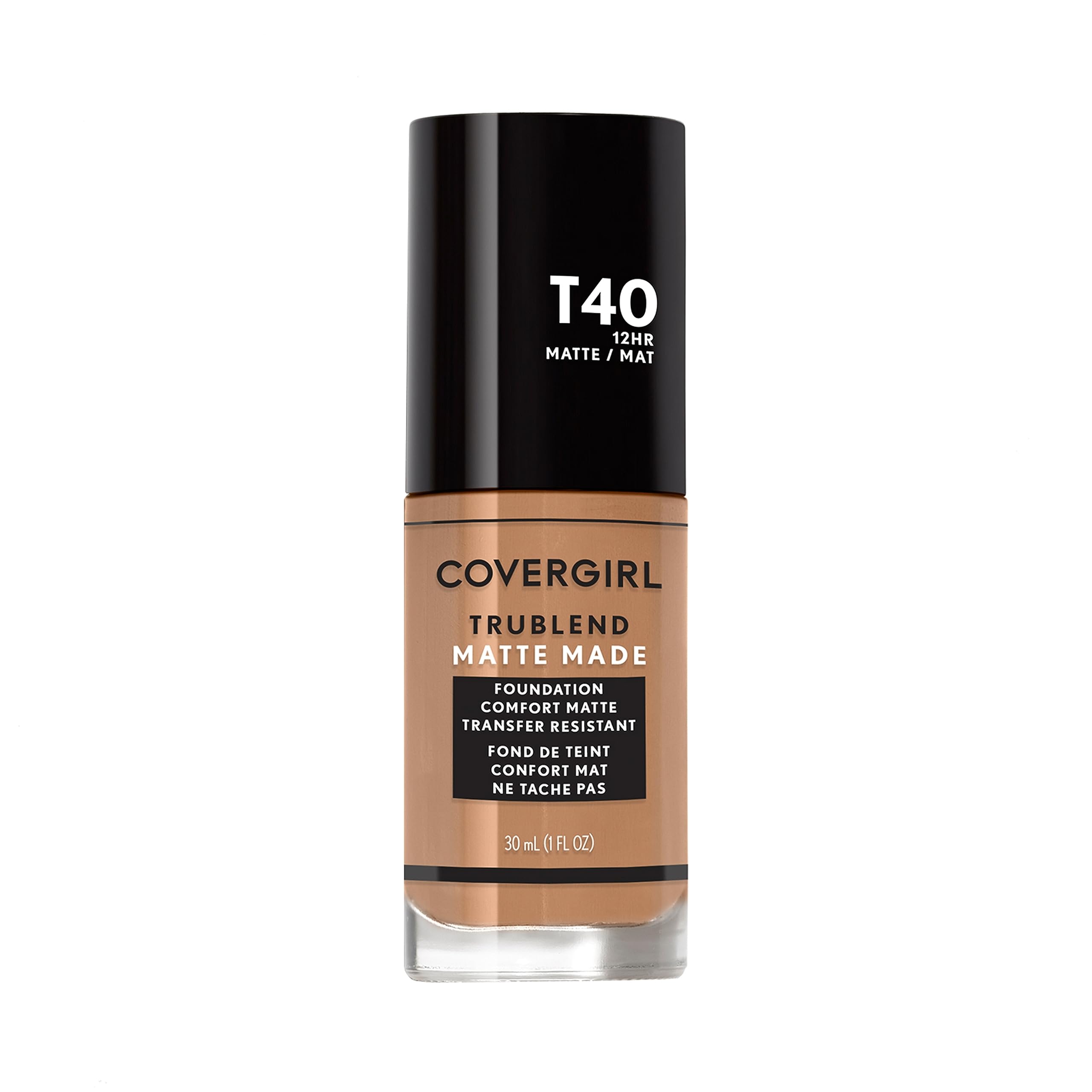 Covergirl TruBlend Matte Made fond de teint sur bouteille, finition mate durable.