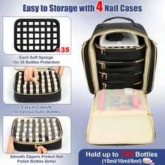 Covkev interieur spacieux organise vernis et outils avec des pochettes.