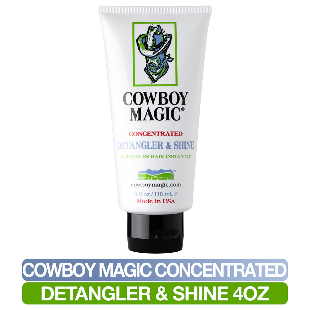 Cowboy Magic Détanglant et Brillance – appliquer sur les poils du cheval pour démêler sans rinçage.