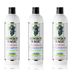 Shampoing Cowboy Magic : bouteille brillance et pelage lisse.