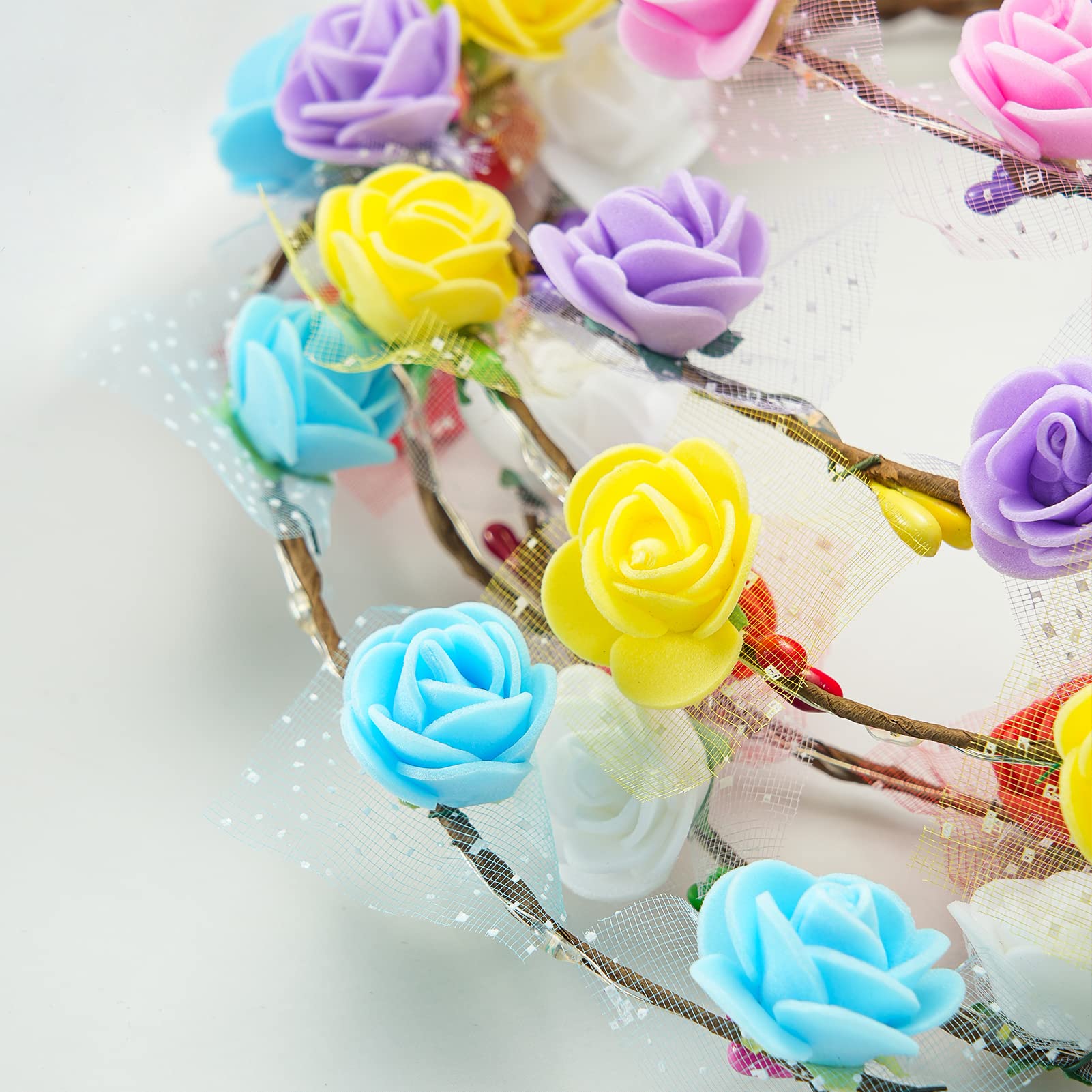 Coxeer couronne fleurs LED cosplay, accessoire chic et discret.