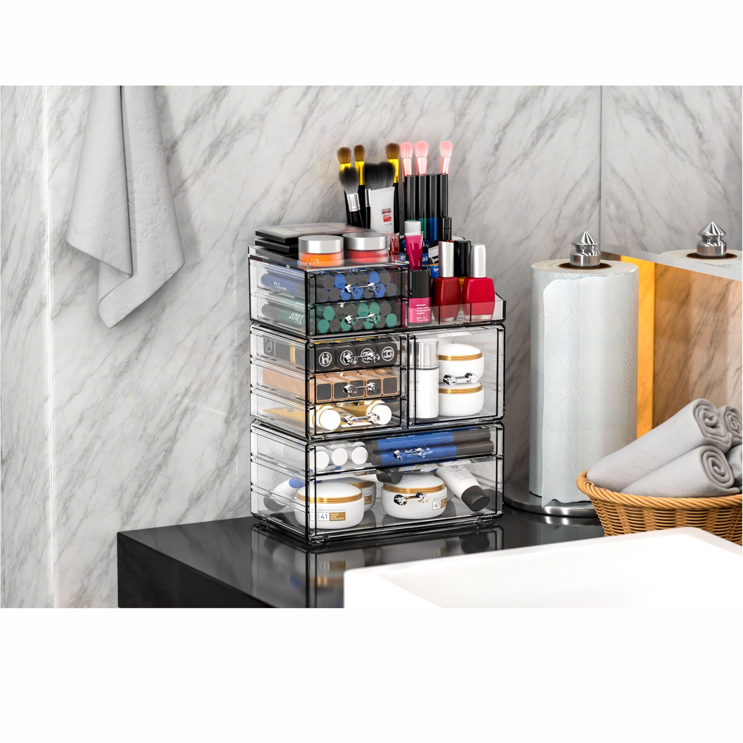 Cq acrylic grande capacité pour pinceaux, lotions et rouges à lèvres