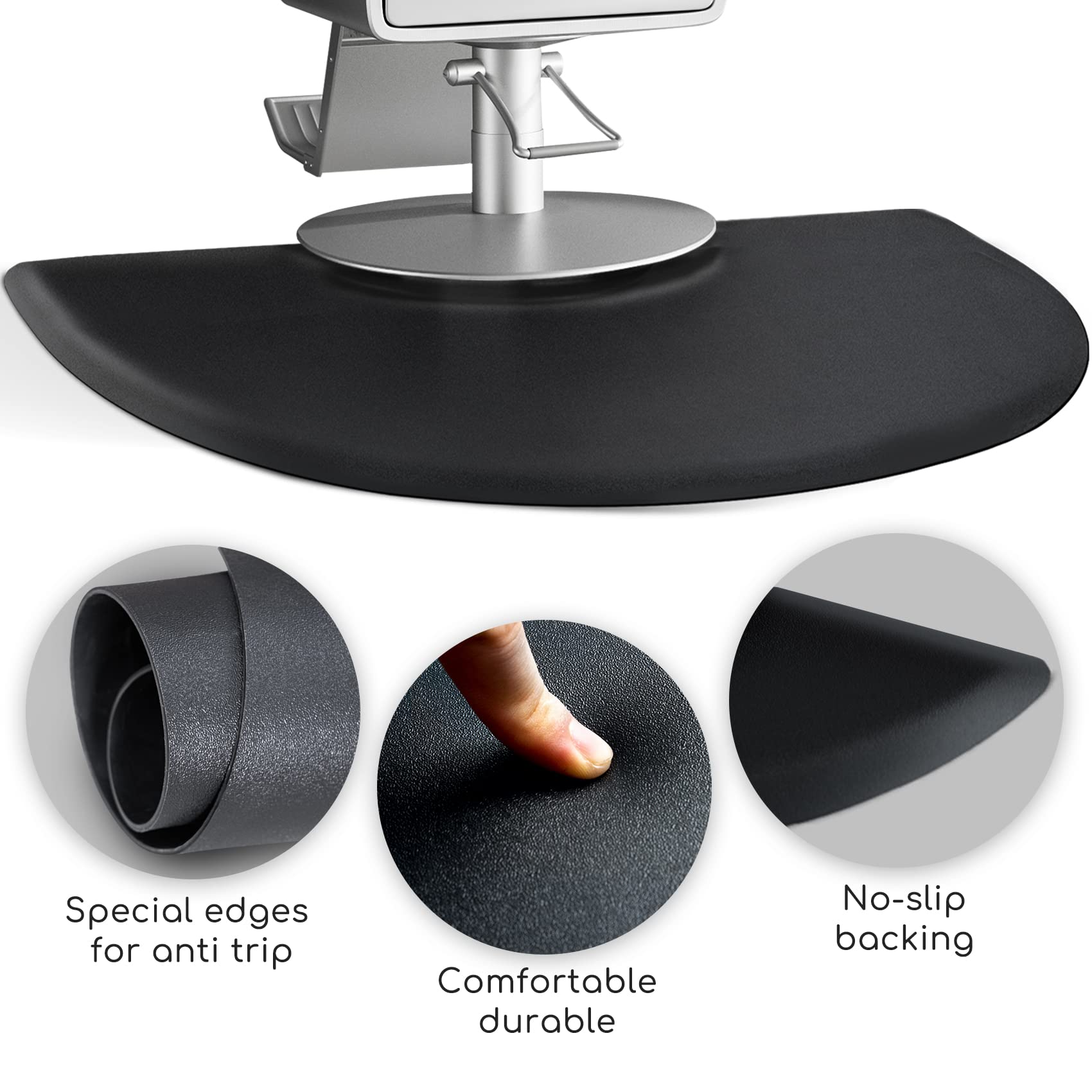 Le Crablux anti-fatigue noir présente une base antidérapante et stable.