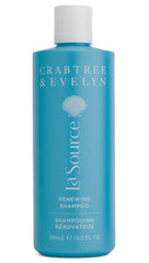 Crabtree & Evelyn La Source Renewing Shampoo bottle front shows refreshing, revitalizing formula.