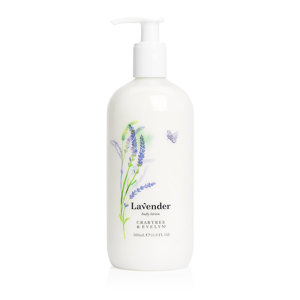 Crabtree & Evelyn Lotion Corps Lavande – bouteille, hydratation légère pour peau douce et apaisée.