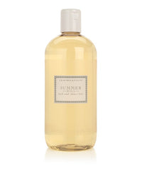 Crabtree & Evelyn Summer Hill bath gel bottle close-up showing moisturizing formula.