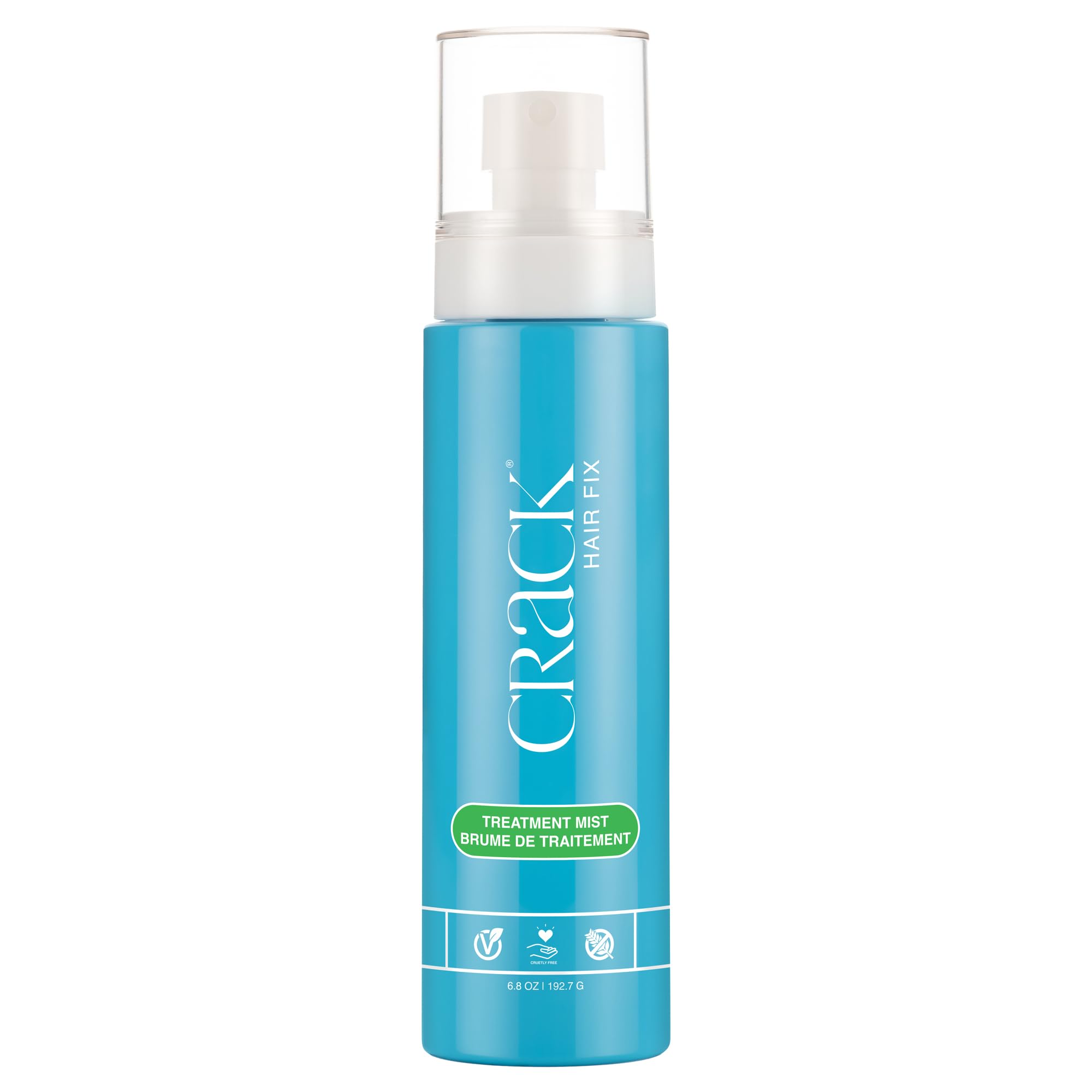Crack Hair Fix brume hydratante sur bouteille, démêlage facilité et douceur des cheveux.