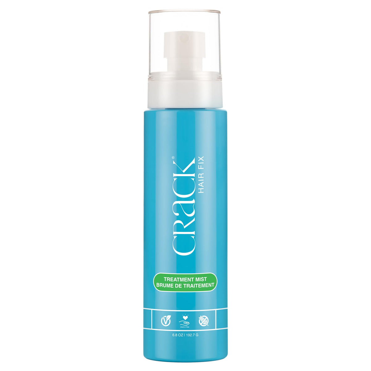Crack Hair Fix brume hydratante sur bouteille, démêlage facilité et douceur des cheveux.