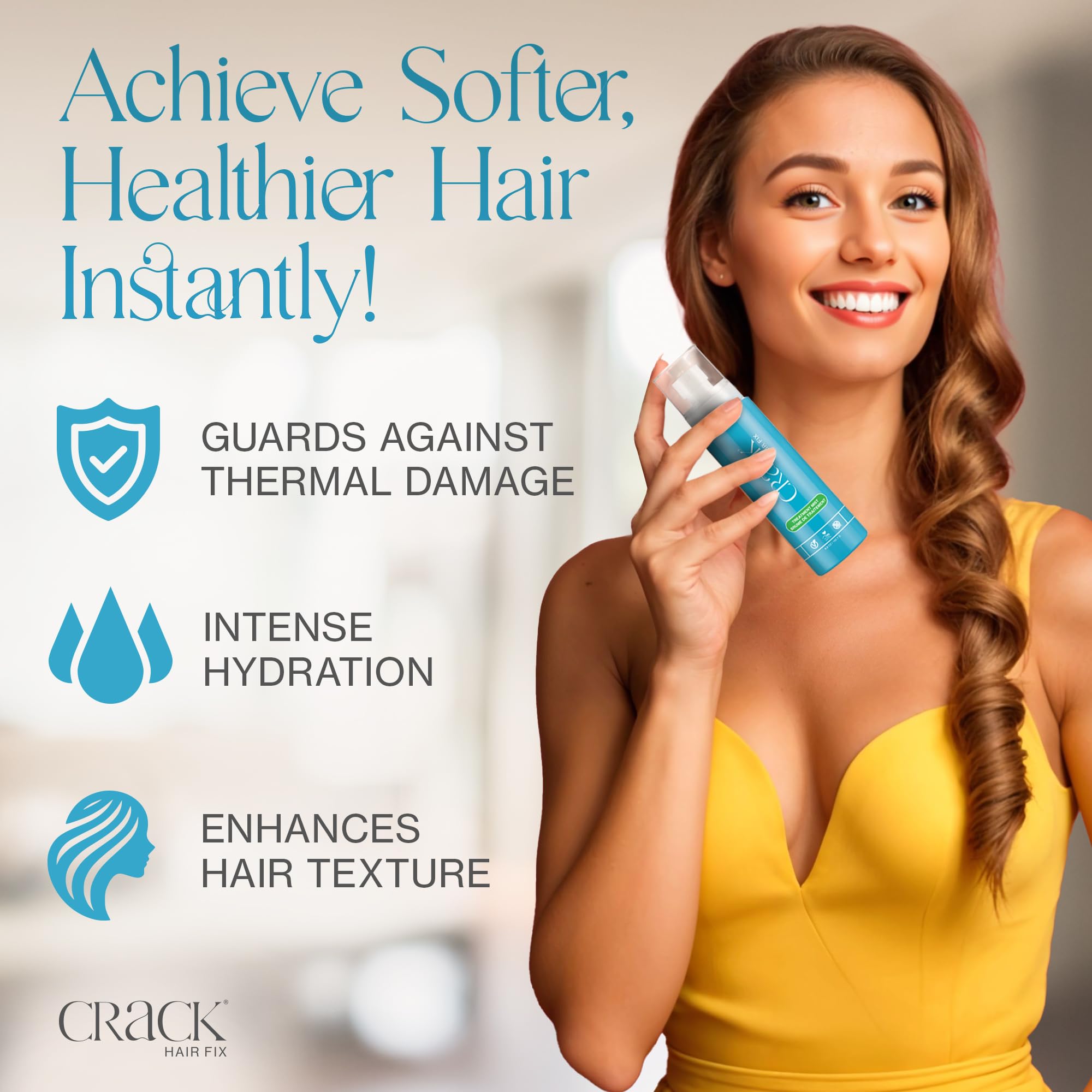 Crack Hair Fix brume réparation-cheveux, revitalise les fibres sèches et fragiles.