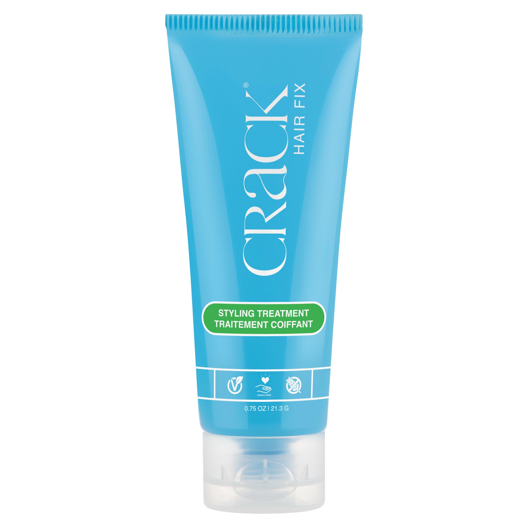 Crack Hair Fix crème-styling sans-rinage pour cheveux lisses et brillants.