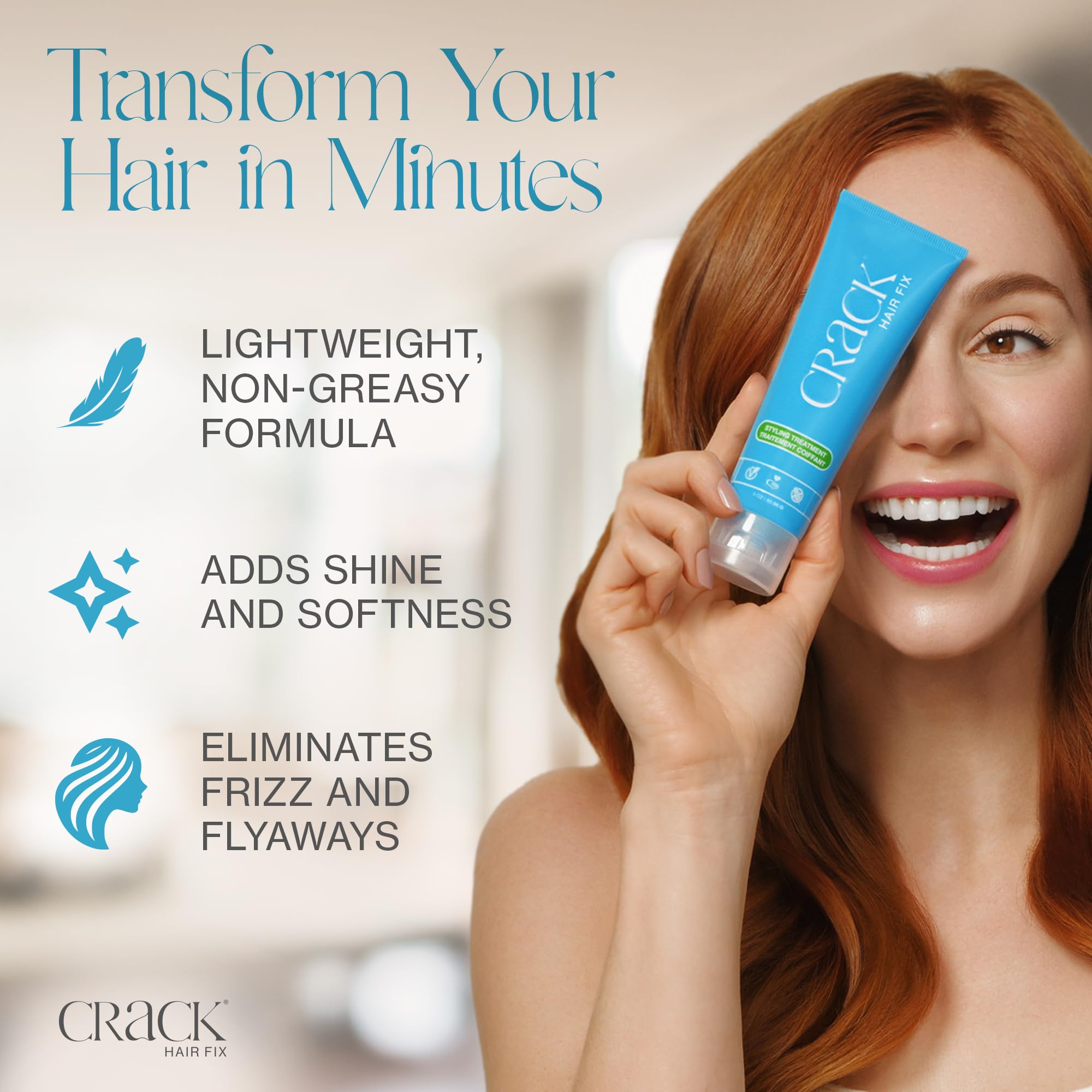 Crack Hair Fix: texture lumineuse révélant une chevelure douce et soyeuse