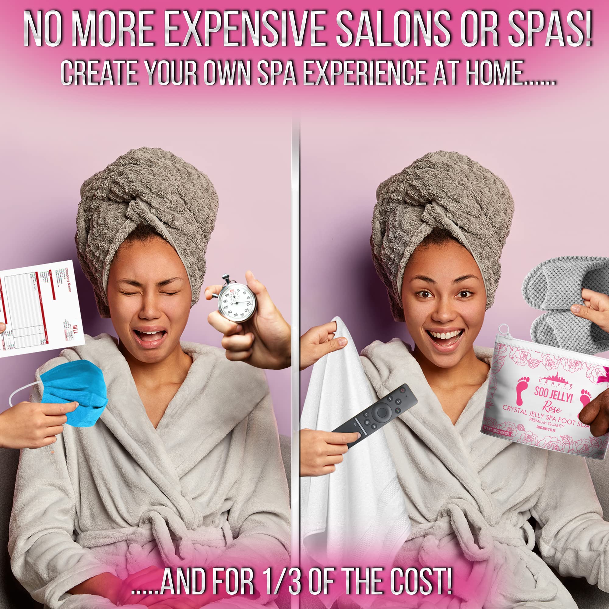 Pochette réutilisable pratique avec trois sets individuels pour spa à domicile