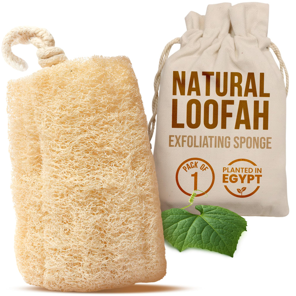 CraftsOfEgypt Loofah: texture naturelle pour exfolier visage et corps en douceur.