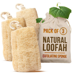 Éponge luffa CraftsOfEgypt – pack de 3 pour visage et corps, exfoliation naturelle en douceur