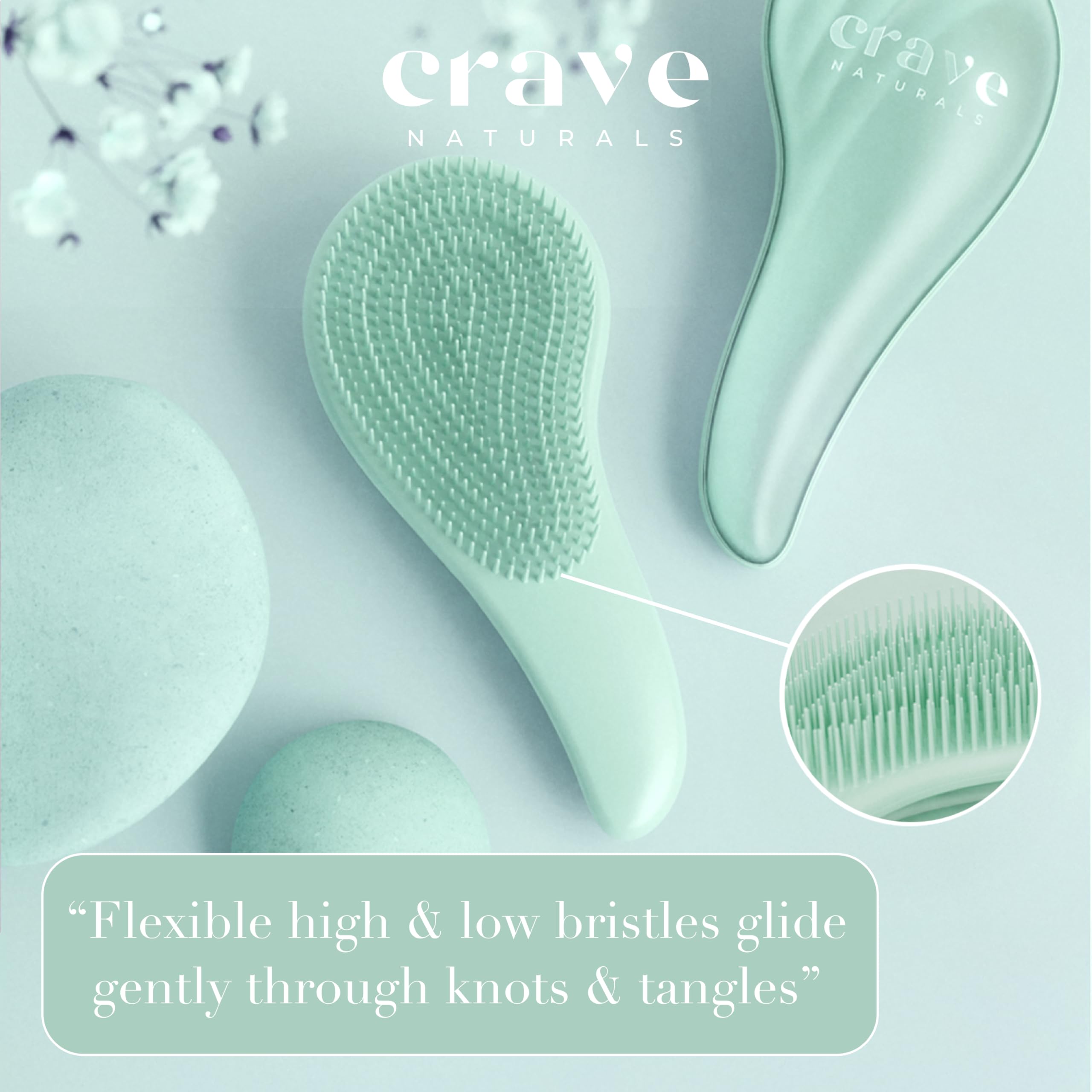 Crave Naturals, brosse définition boucles turquoise, texture naturelle conservée.
