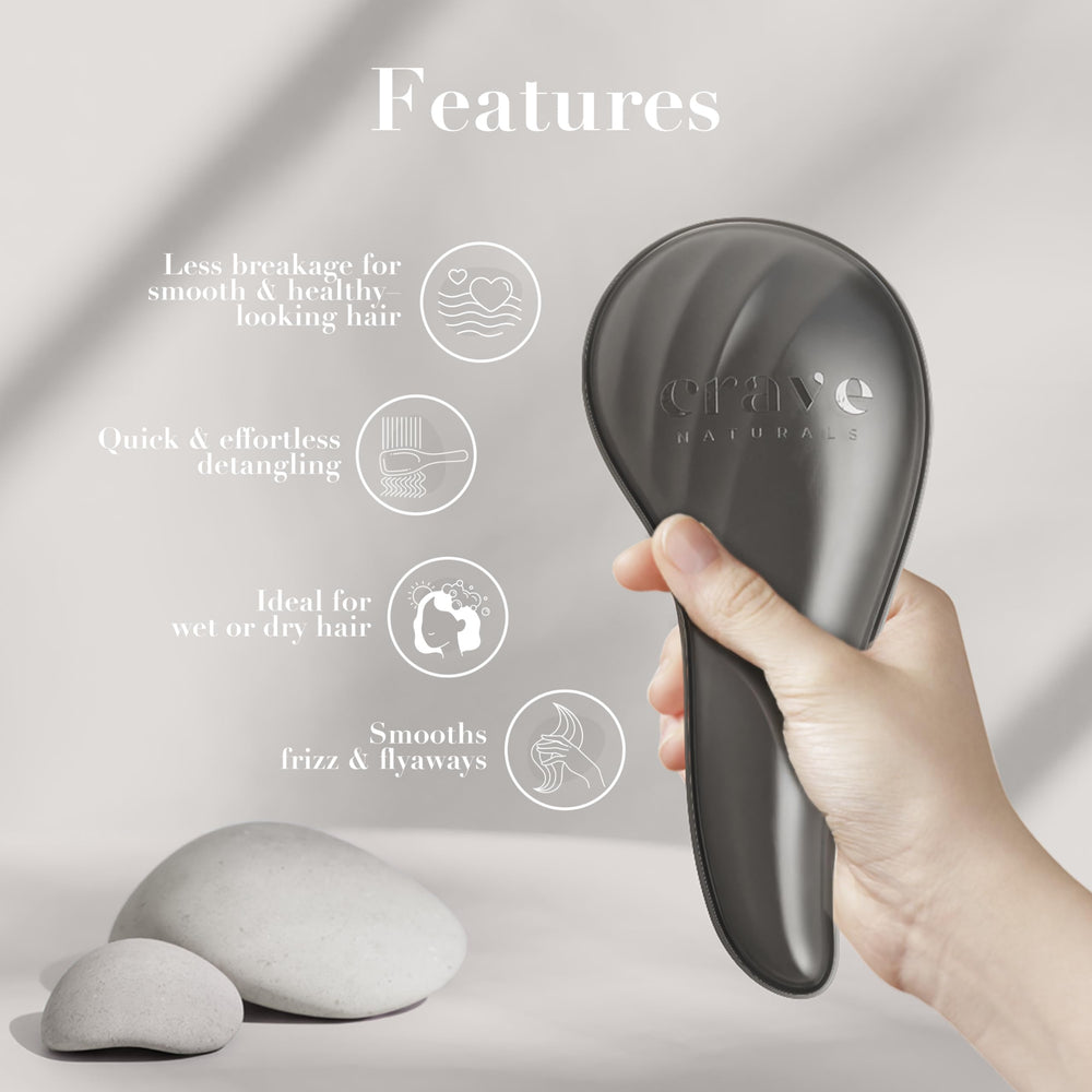 Crave Naturals brosse démêlante grande noire maintient les boucles souples et sans casse.