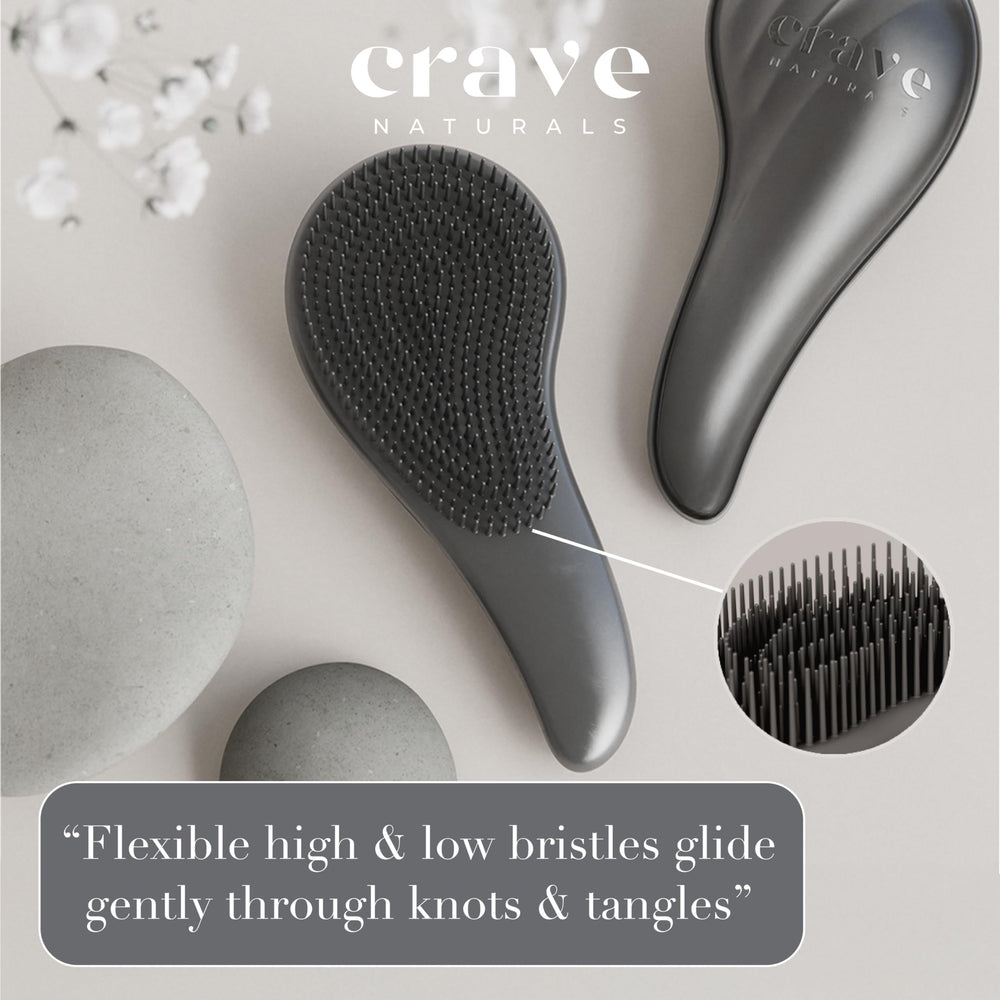 Crave Naturals brosse démêlante grande noire idéale pour enfants, sans douleur.
