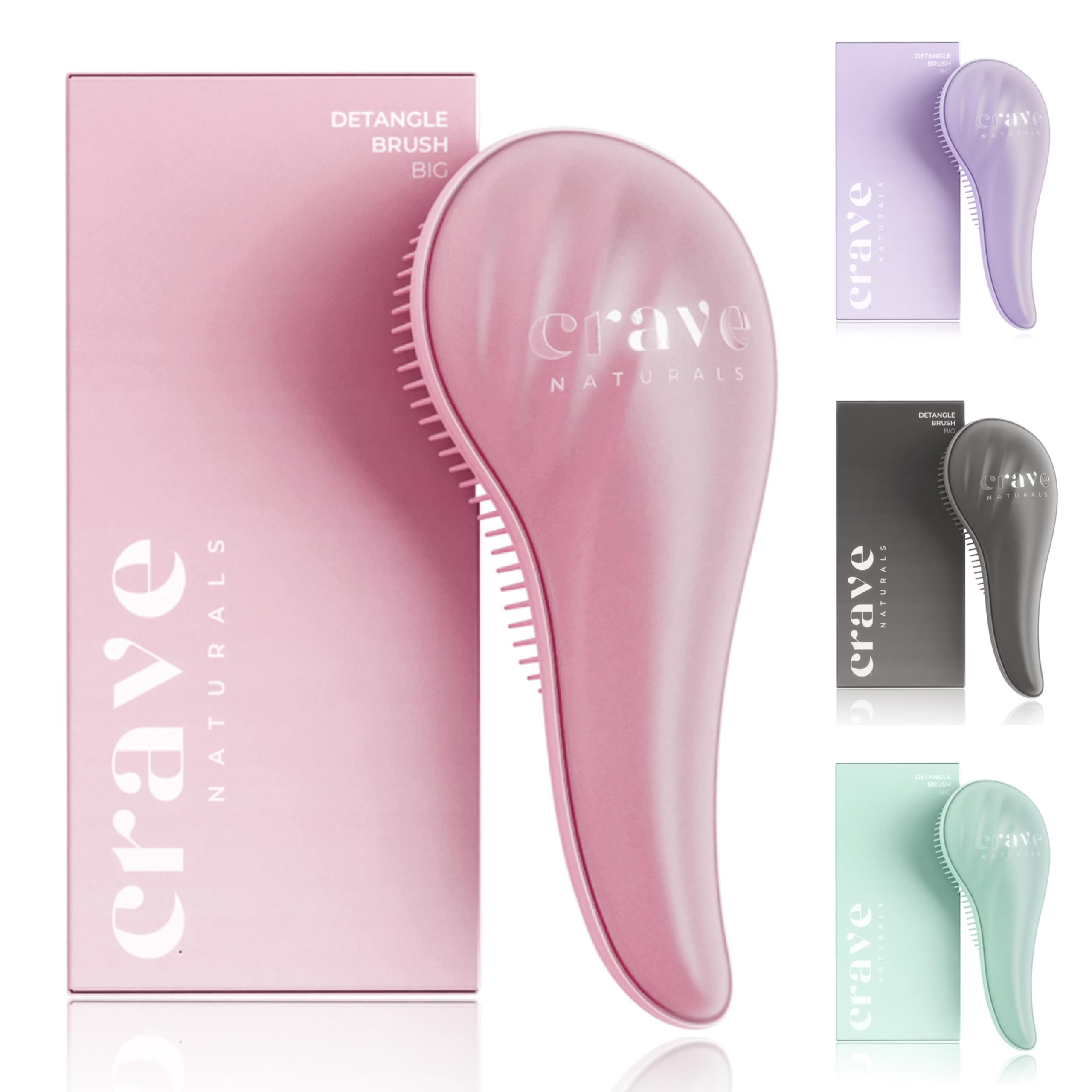Crave Naturals brosse démêlante grande rose, démêle sans douleur.