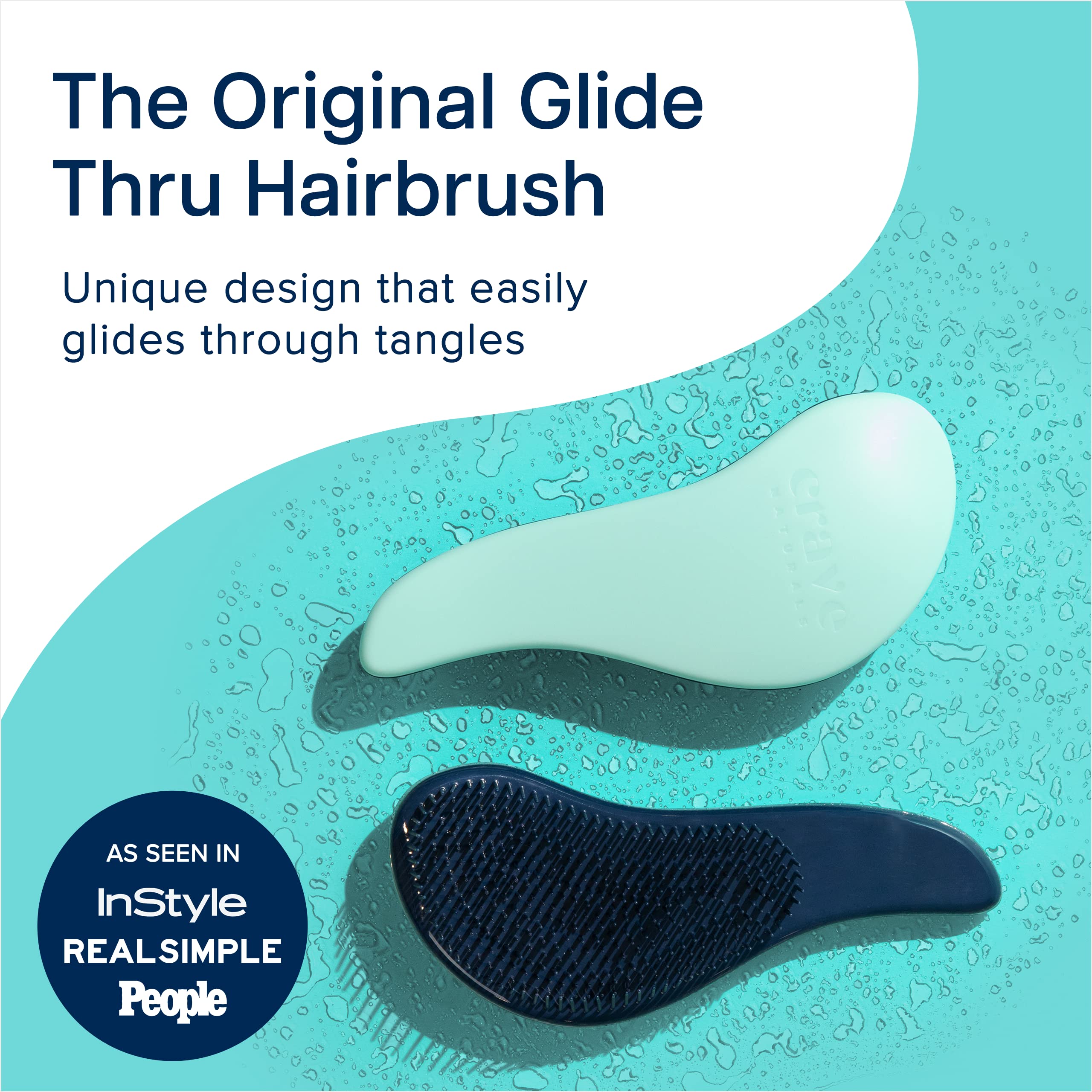 Crave Naturals brosse démêlante turquoise dans les cheveux humides, démêle sans tirer.