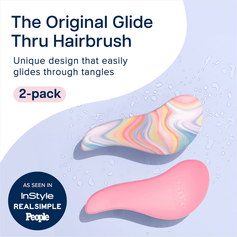Crave Naturals Glide Thru Démêlant, brosse cheveux mouillés rose, démêlage rapide et sûr