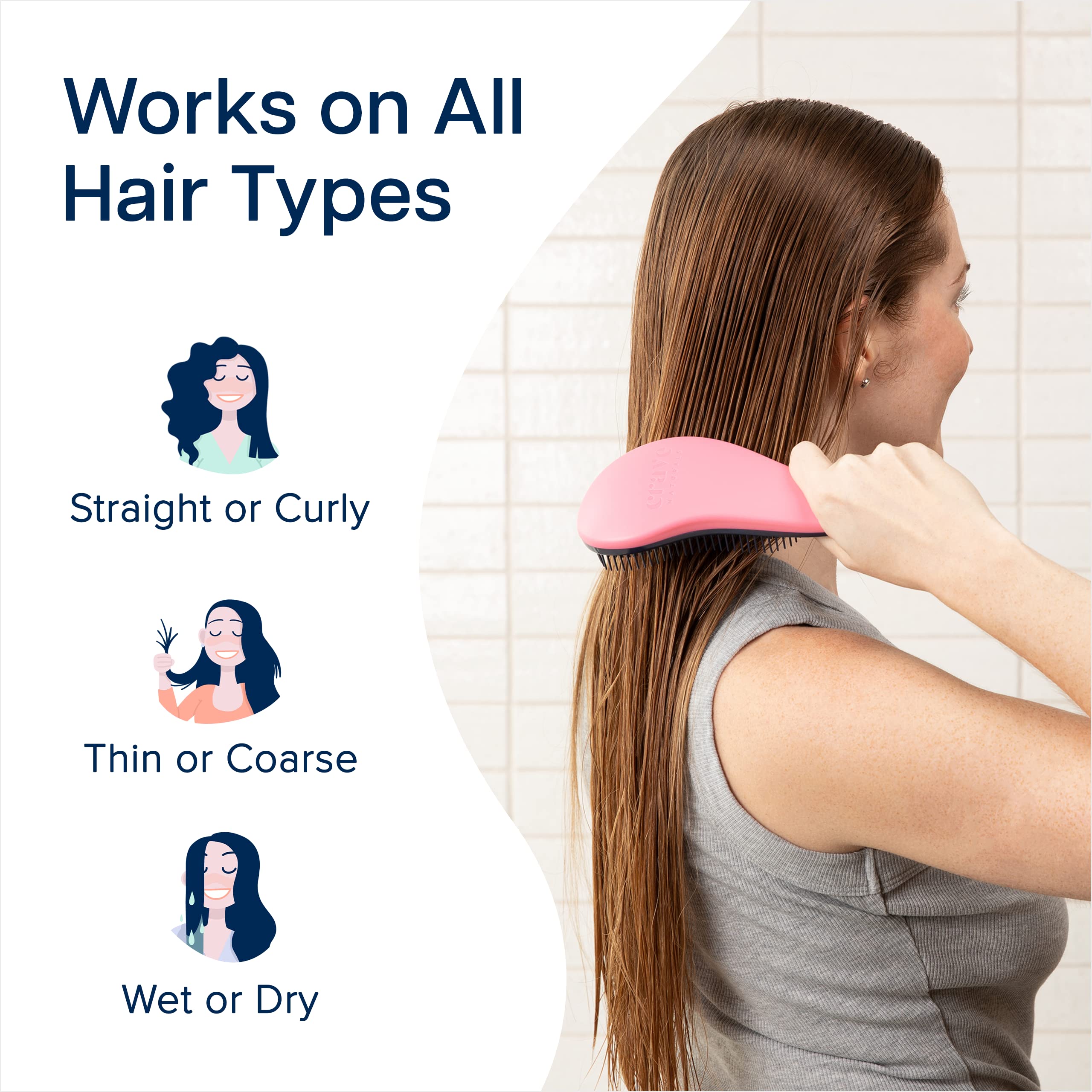 Crave Naturals Glide Thru Démêlant, brosse enfants rose, utilisation douce pour cuirs sensibles