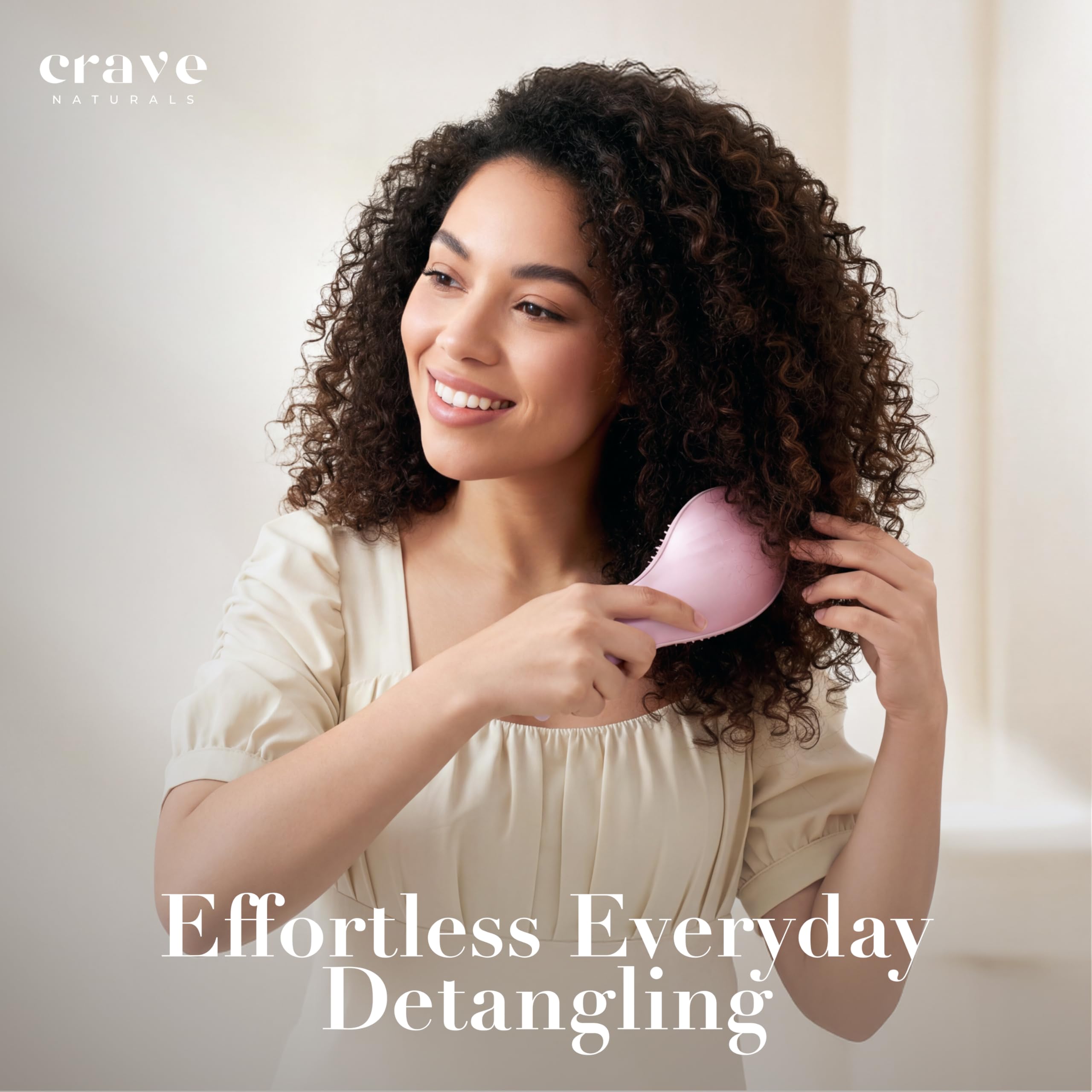 Crave Naturals brosse masseur cuir chevelu rose pour circulation douce.