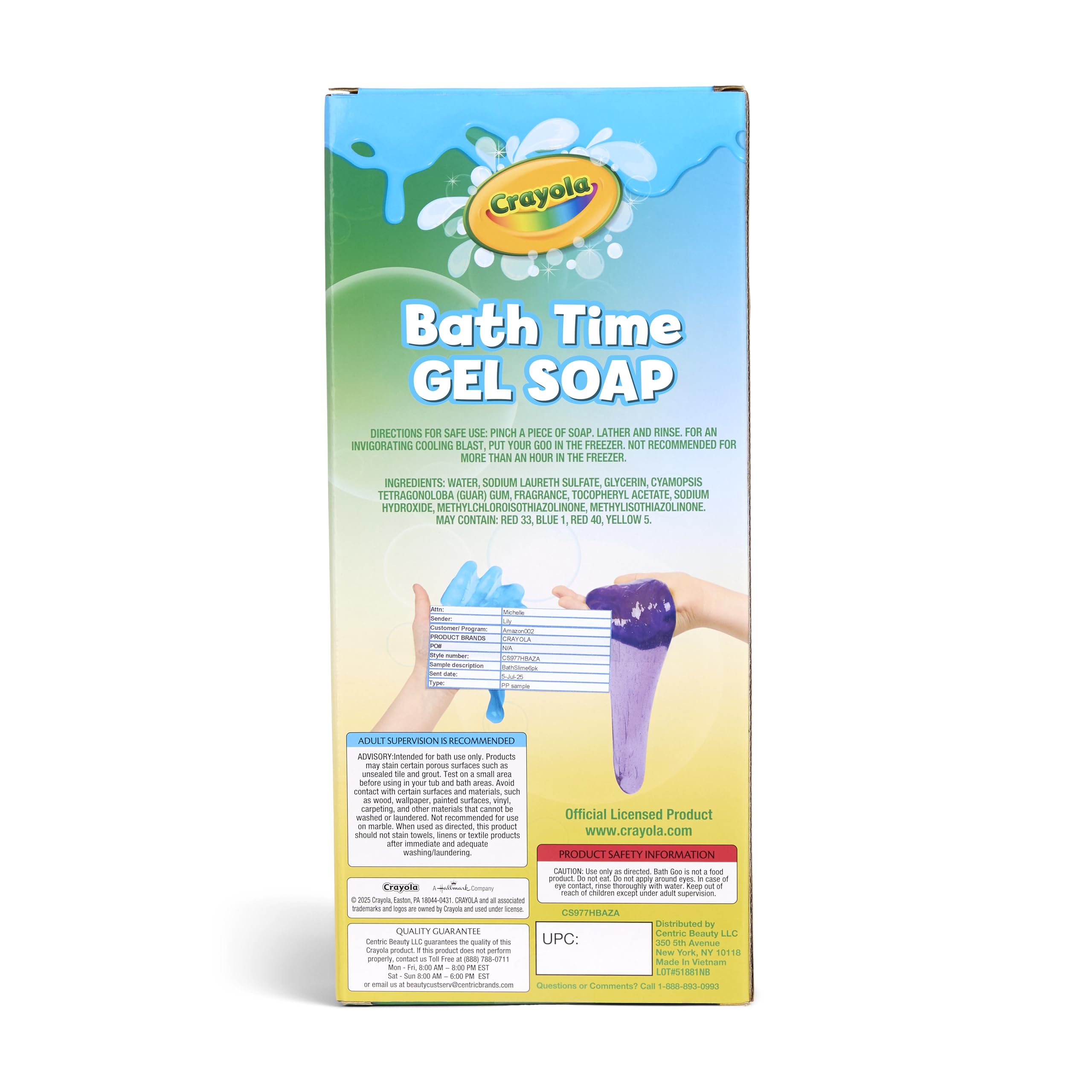 Crayola Bath Time Slime colors display highlights bright hues for engaging bath time