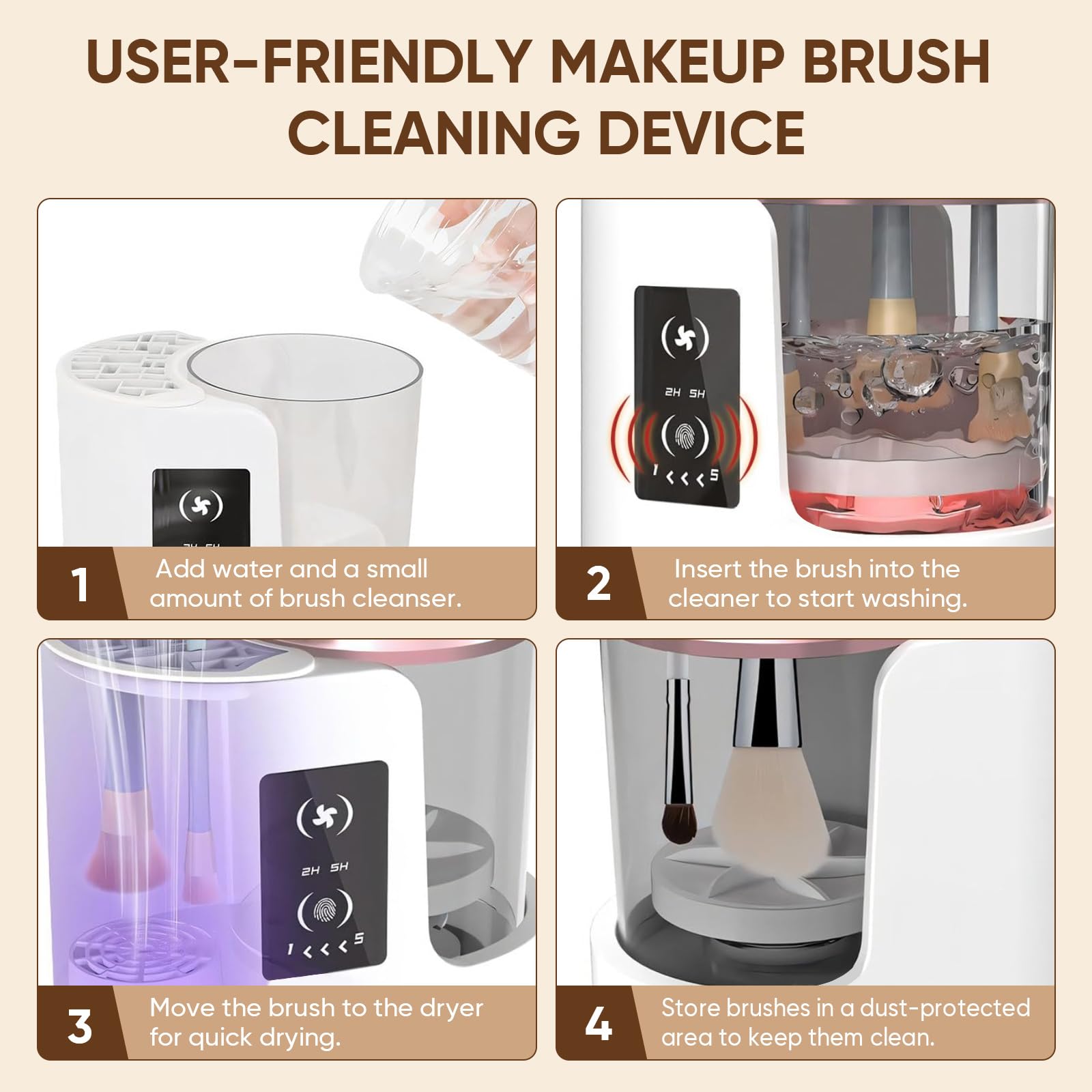 CreaCare Utilisation USB pratique pour tous les pinceaux cosmétiques