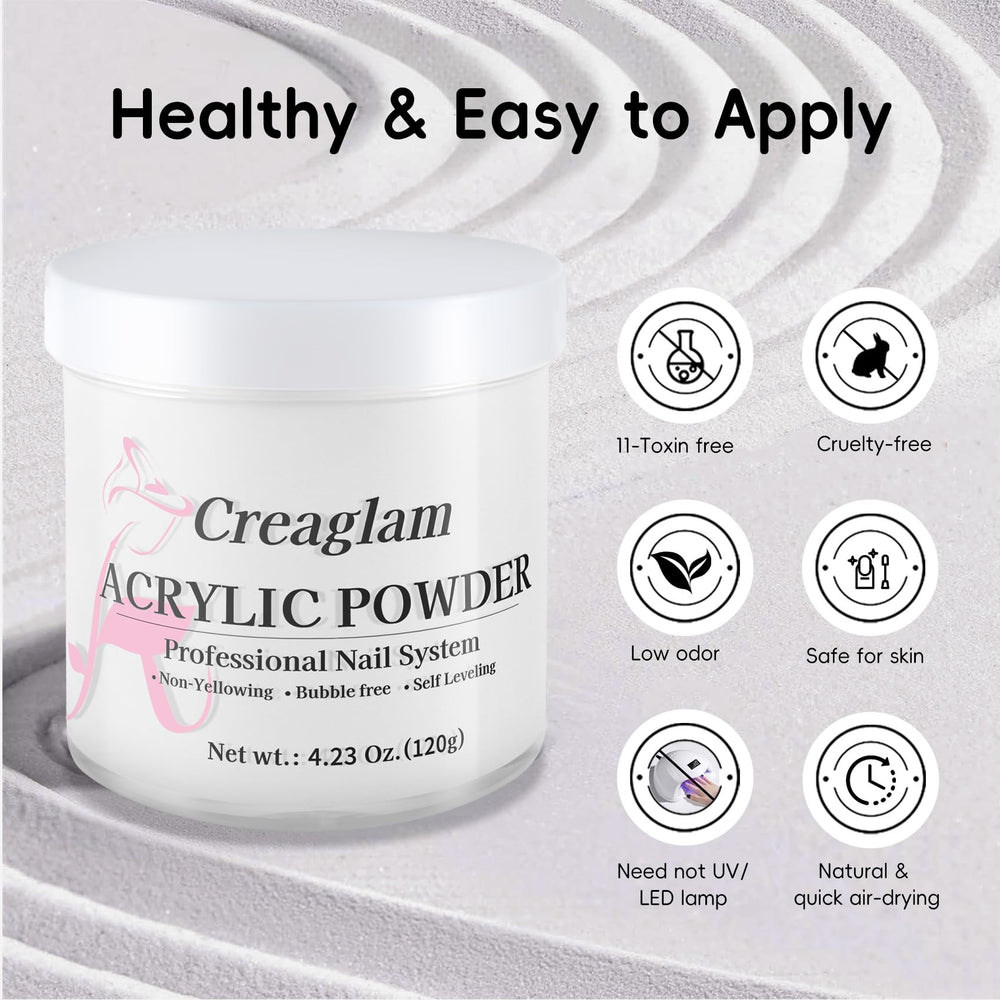 Creaglam Poudre Acrylique: application fluide sans bulles.