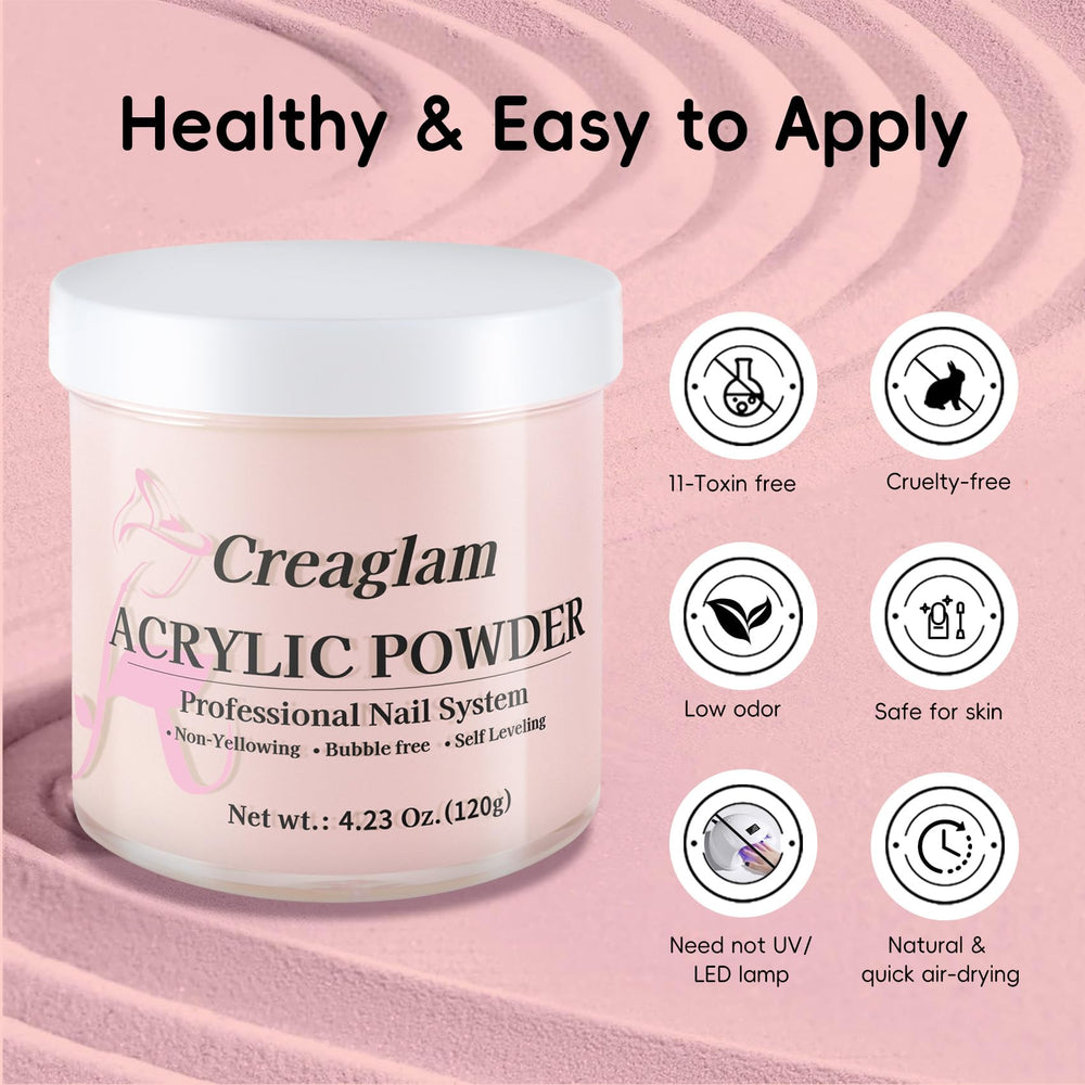 Creaglam Poudre Acrylique, application sans lampe, travail fluide et rapide