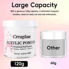 Creaglam Poudre Acrylique: idéale pour décorations et ongles 3D.