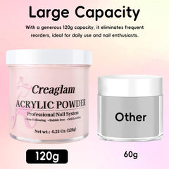 Creaglam Poudre Acrylique clair cristallin, anti-jaunissement pour un rendu frais