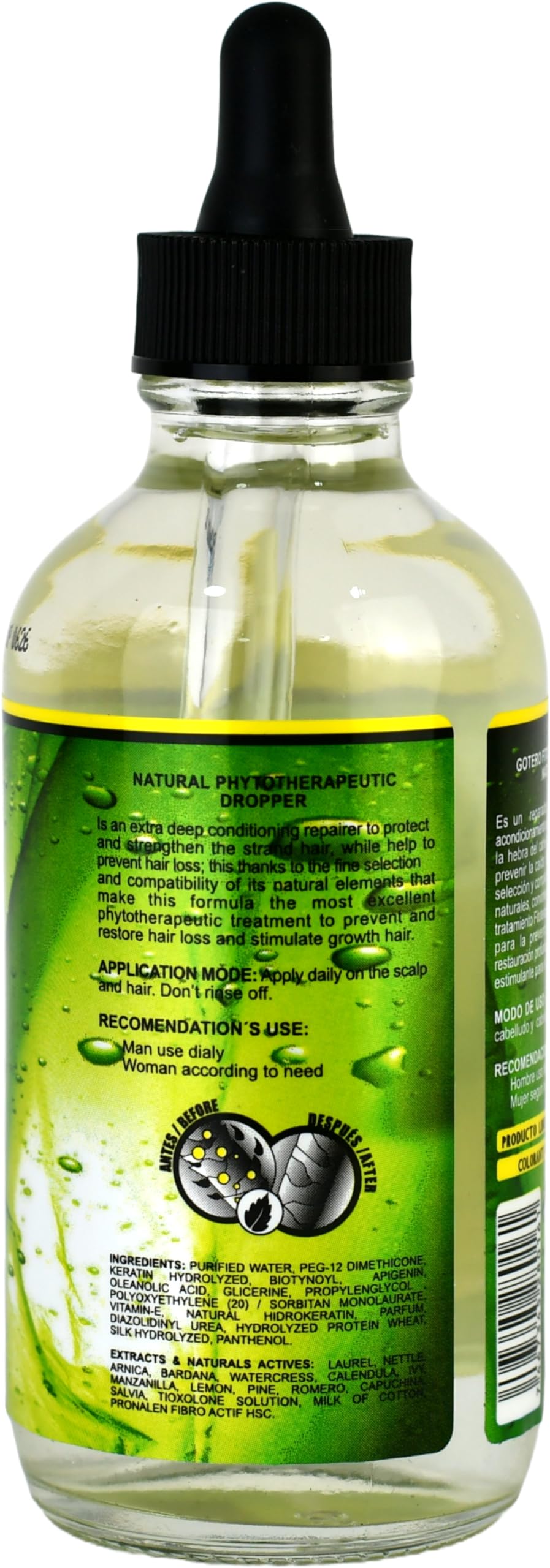 Crece Pelo Gotero – texture légère du sérum qui pénètre sans rinçage.