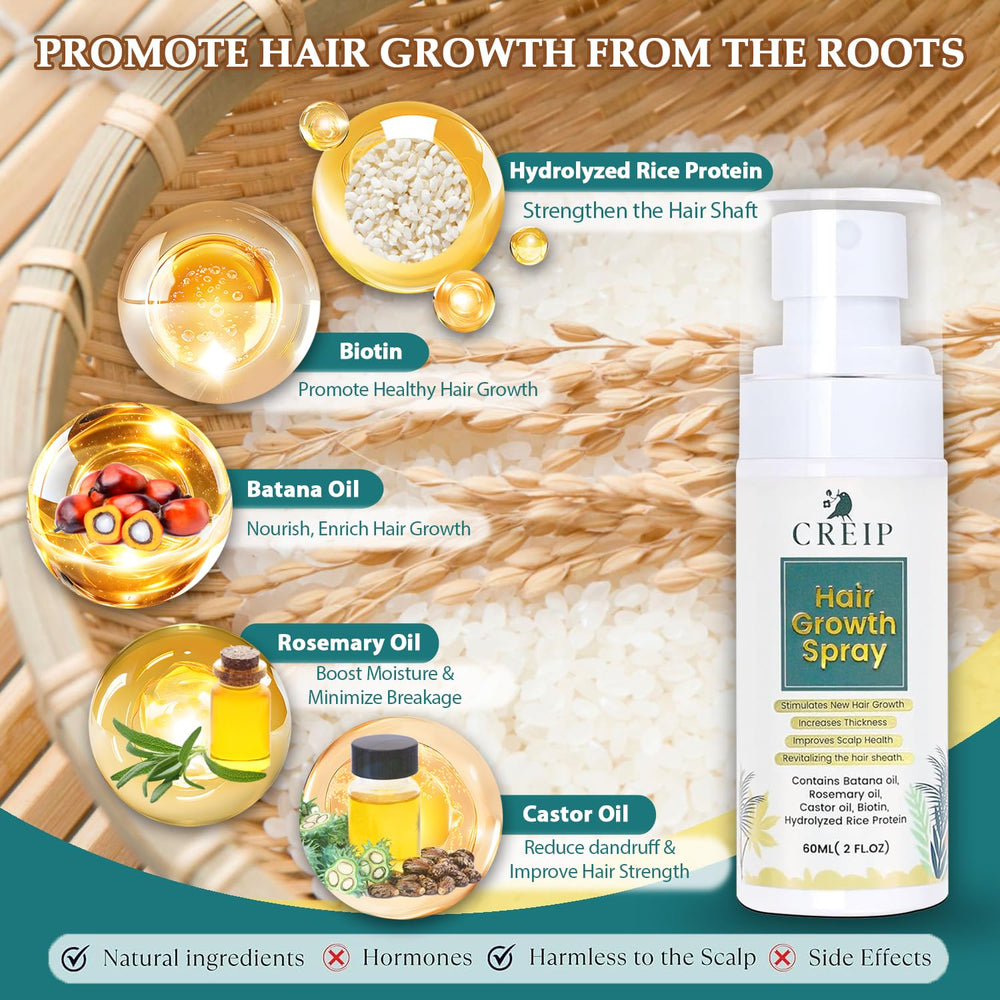 Creip sérum Batana Romarin, riche en huiles nourrissantes pour cheveux plus forts.