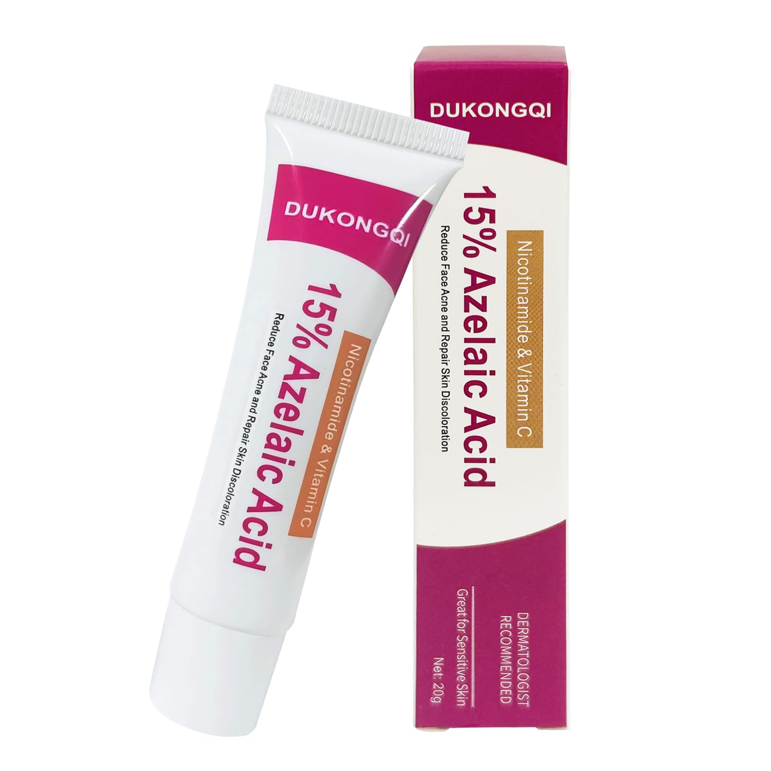 Crème acide azélaïque visage, tube visible, peau potentiellement plus nette