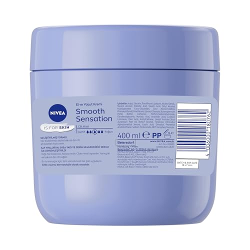 NIVEA Crème corporelle texture soyeuse – flacon visible, application douce.