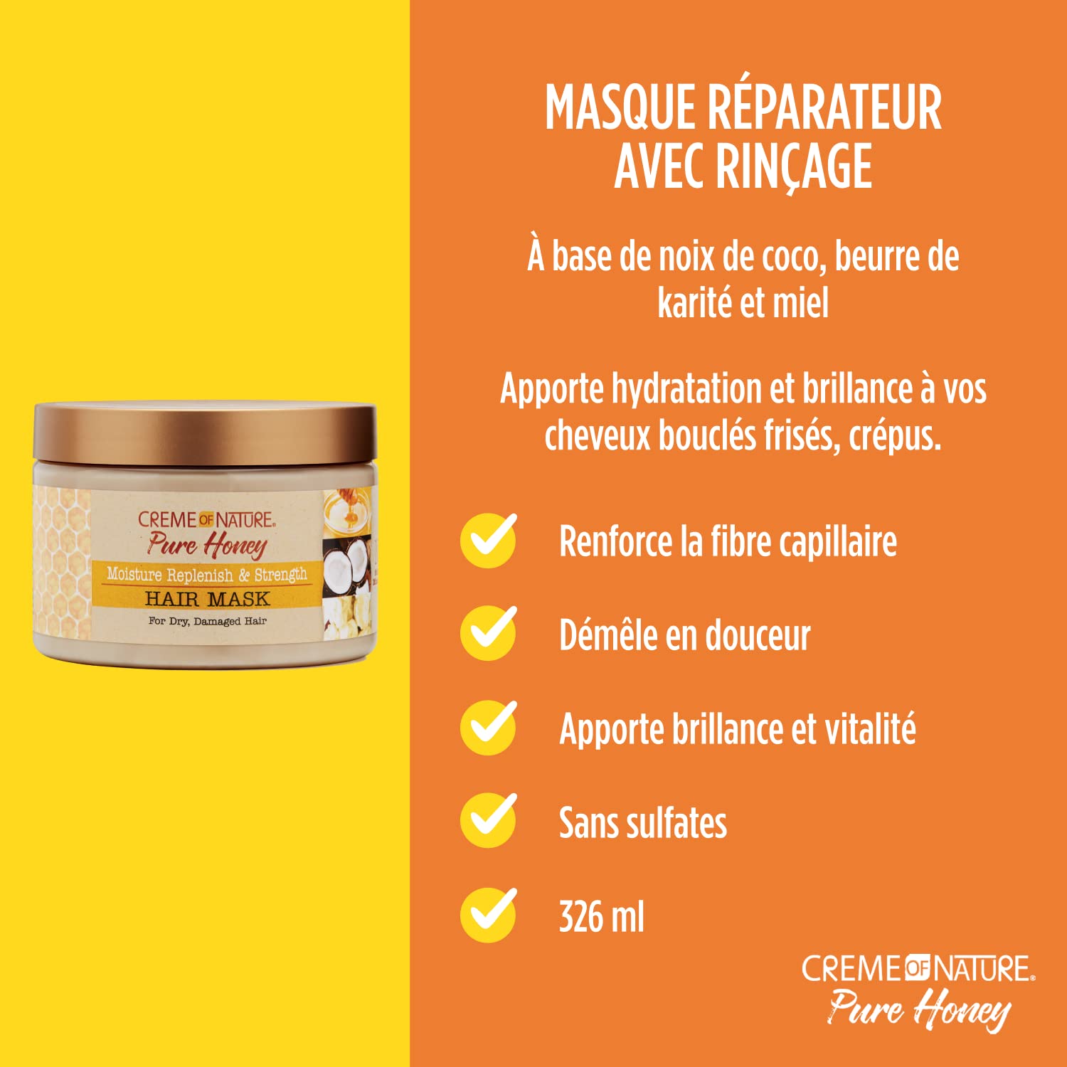 Creme of Nature – application du masque, démêlage en douceur.