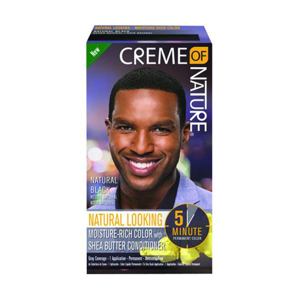 Crème of Nature coloration noire naturelle sur cheveux et barbe pour fini naturel