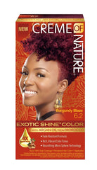 Coloration Exotic Shine de Creme of Nature 6-2 Burgundy Blaze pour une couleur riche et durable.