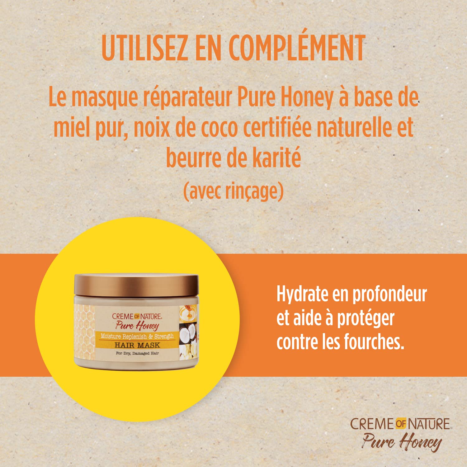 Creme of Nature – ingrédients miel, coco et karité pour nourrir en profondeur.
