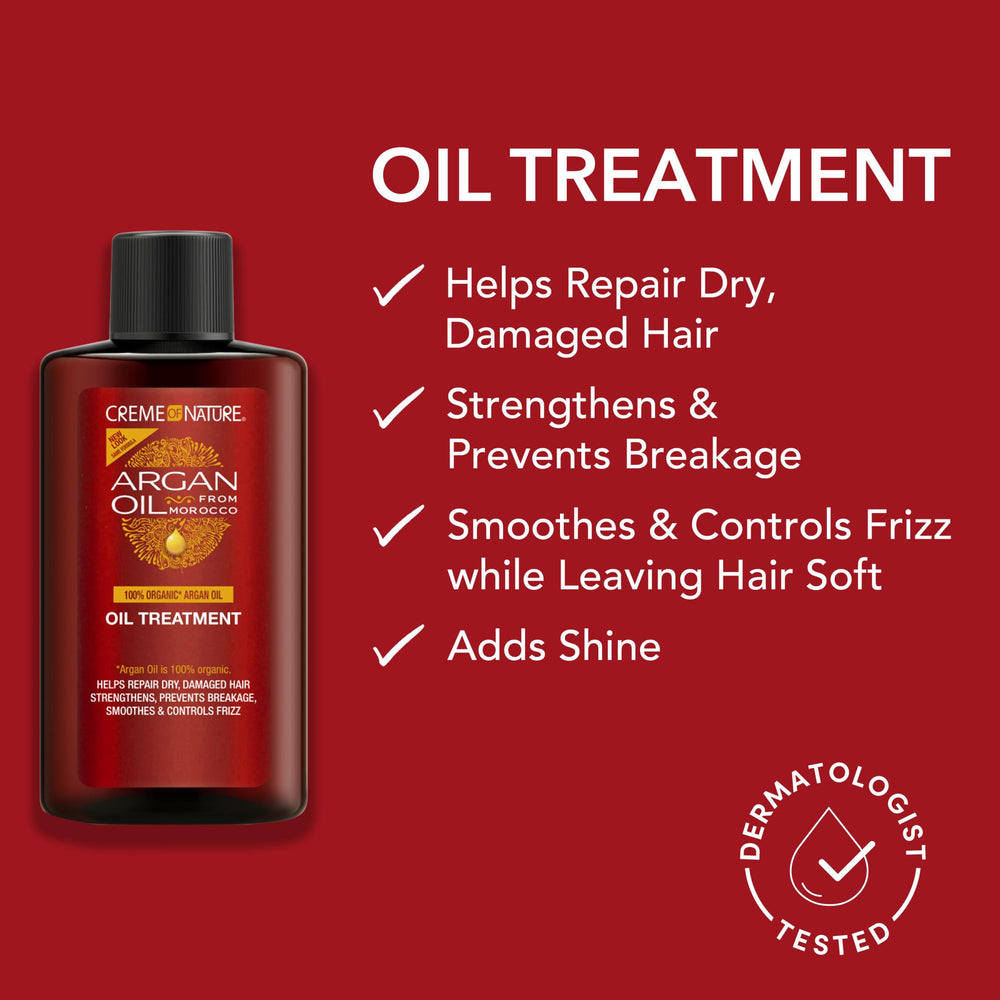 Creme of Nature Argan Oil Treatment appliquée sur cheveux humides pour démêler facilement