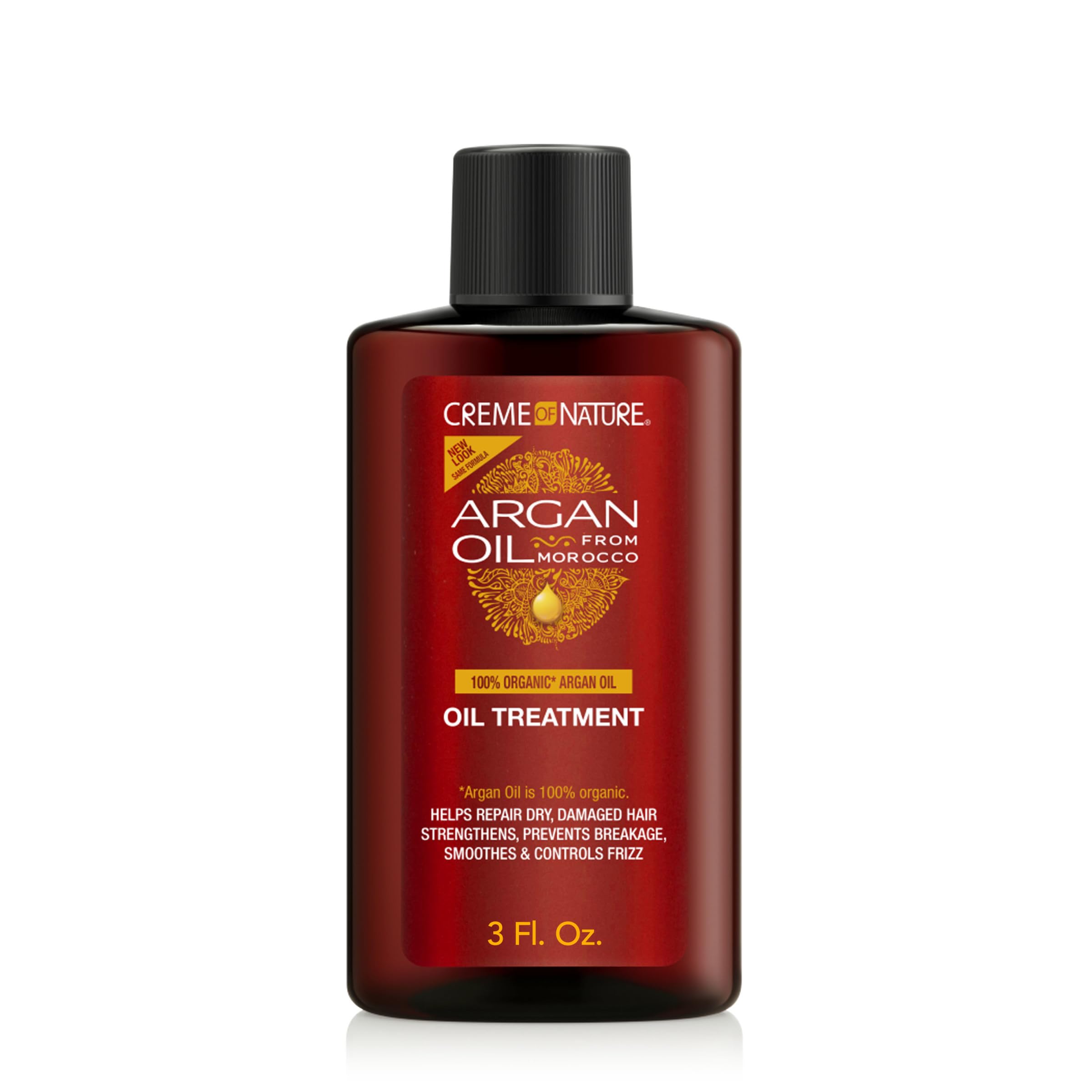 Creme of Nature Argan Oil Treatment — bouteille montrant le soin capillaire pour brillance