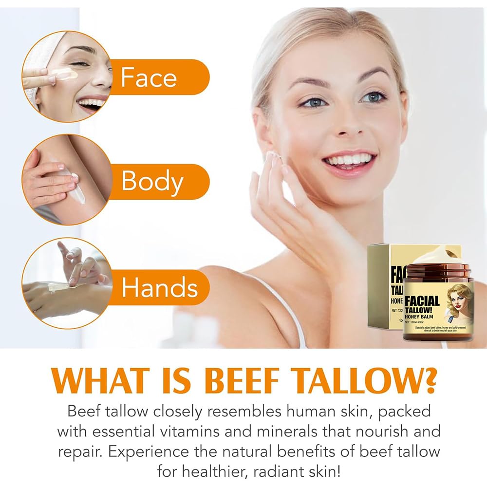 Crème de suif de bœuf, riche en vitamines A, D, E et K pour une peau saine