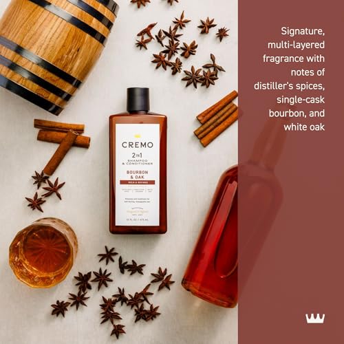 Emballage haut de gamme de Cremo Bourbon & Oak sur une étagère.